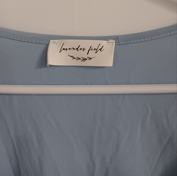 Lavender Field Wrap Tie Ruffle Sleeve Blouse Top - Picture 2 of 6